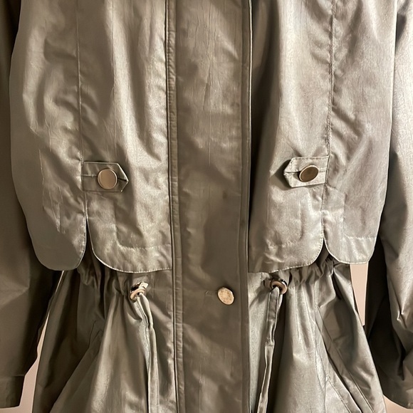 FLEET STREET women’s oversized trench coat green removable hood adjust waist L - Picture 4 of 17